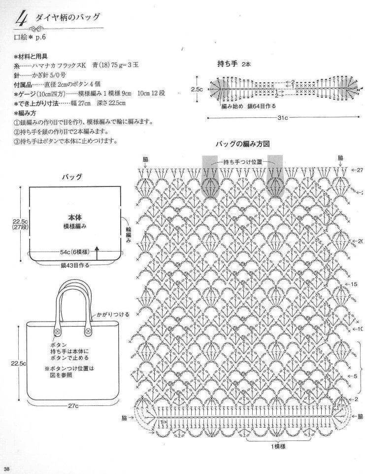 Узоры крючком для сумок из шнура схемы
