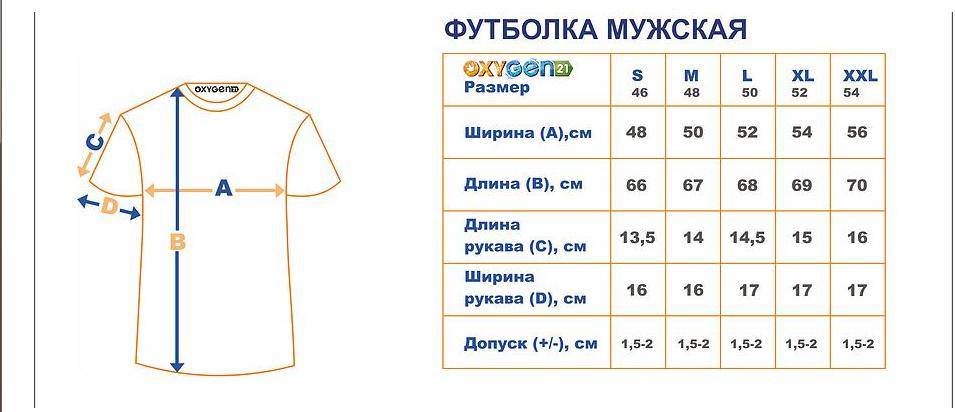 Размеры футболок, международные и российские обозначения, основные замеры