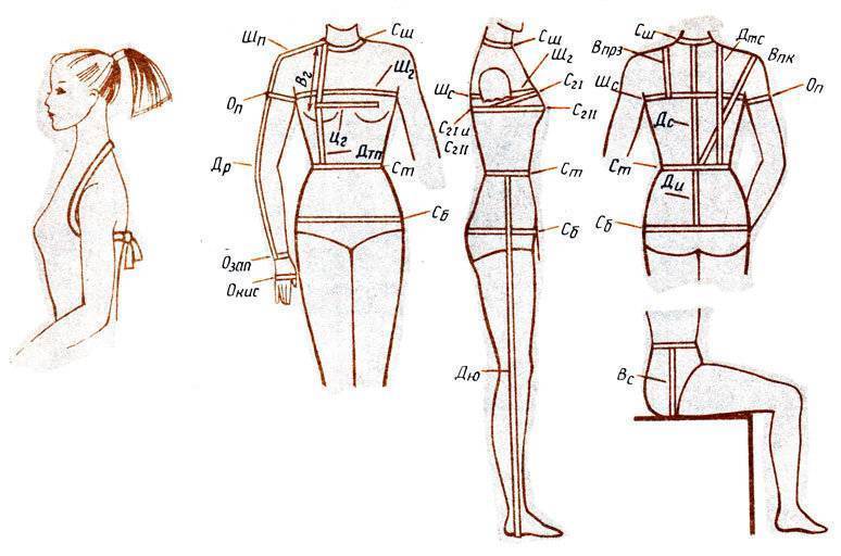 Какие мерки нужно снять с фигуры для построения чертежа плечевого изделия