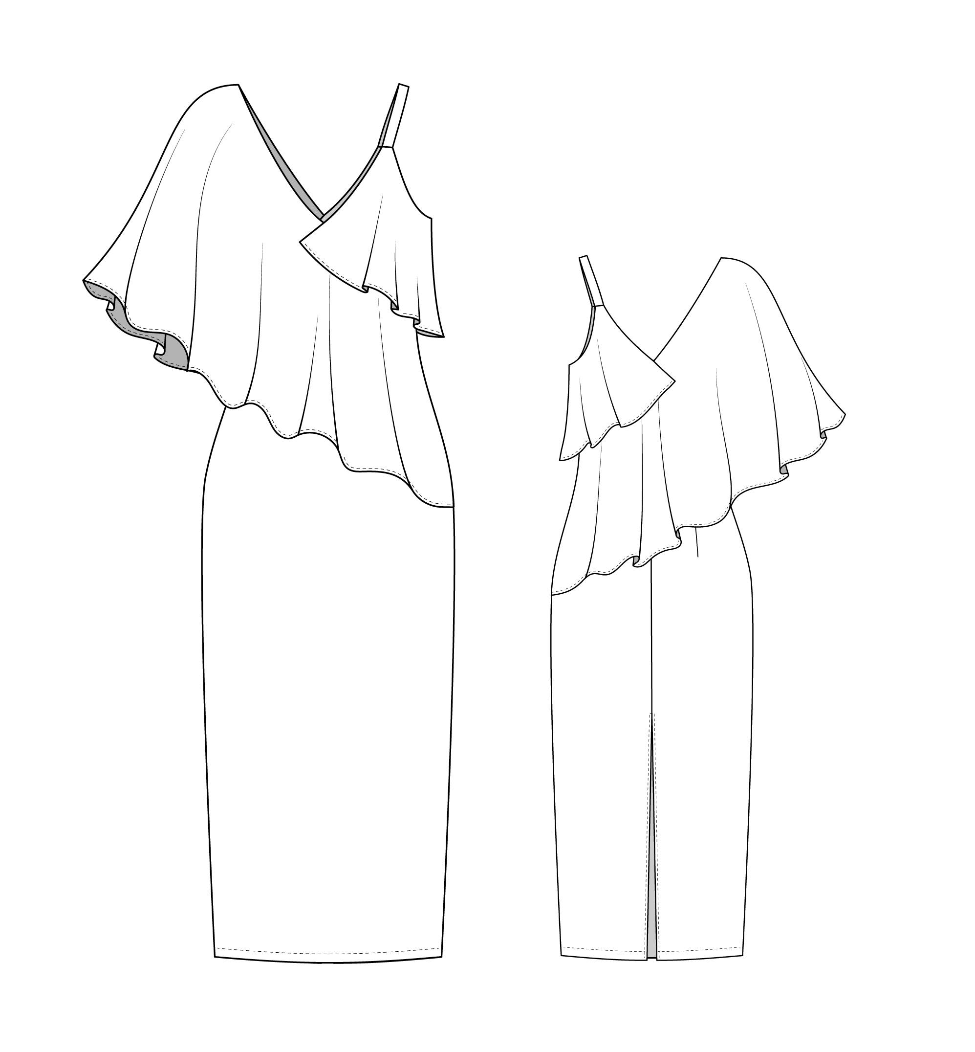 Выкройка платья с воланом, размеры 44-54 - porrivan