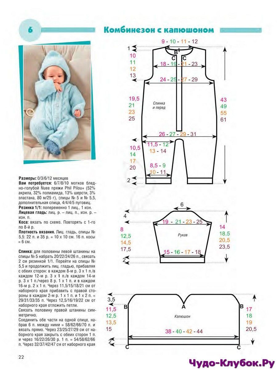 Схема вязания комбинезона для новорожденного спицами 0-3 месяцев