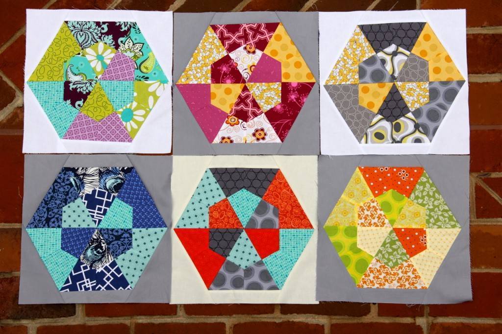 Фигурные буфы. композиция из треугольников и шестиугольников