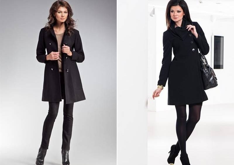 С чем носить черное пальто: модные советы с фото