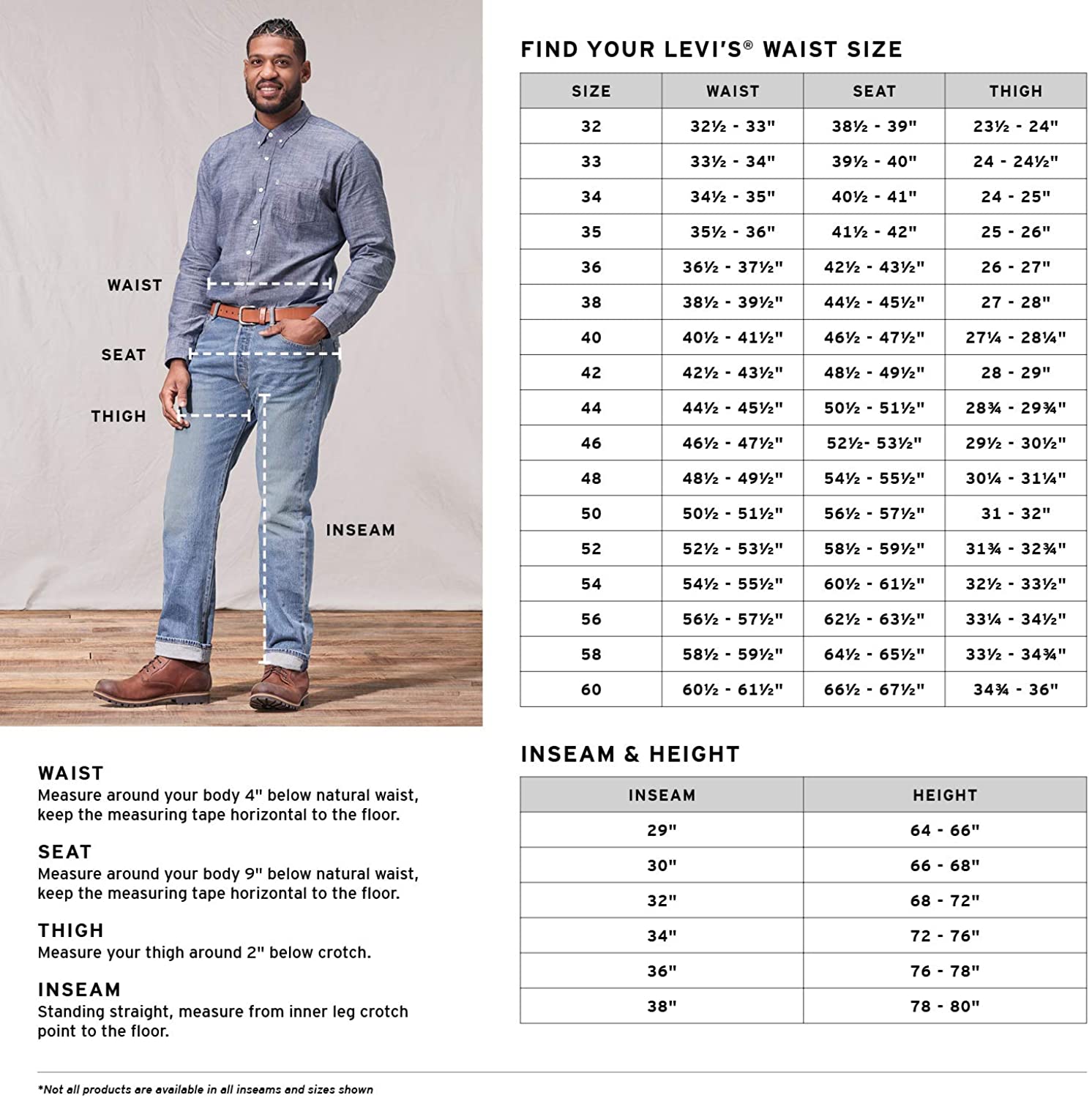 Таблица размеров джинсов levis, lee, wrangler - fashionsale джинсы оптом, одежда оптом.