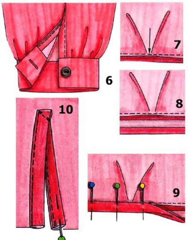 Обработка рукавов в мужской сорочке по итальянской технологии: планка разреза рукава