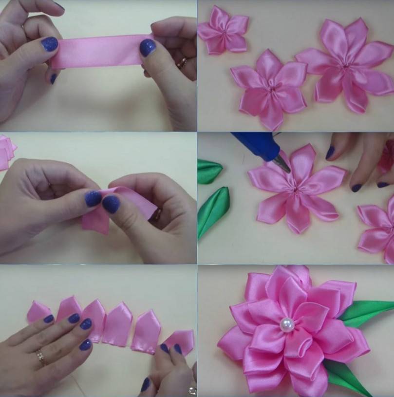 Как научиться делать цветы из атласных лент своими руками: технологи и мастер-классы
