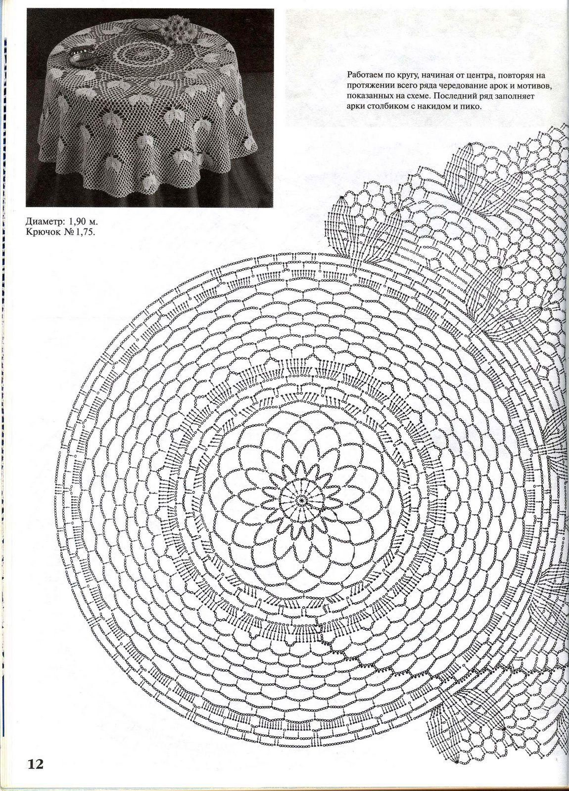 Круглые скатерти вязаные крючком и схемы