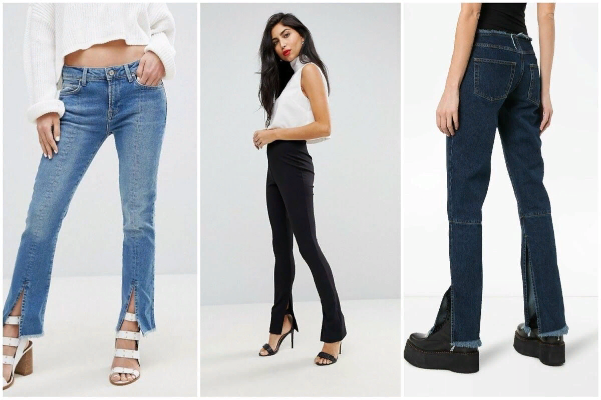 Какие модные джинсы фото. Джинсы клеш бершка. Джинсы с разрезами. Джинсы женские с разрезами. Модные джинсы с разрезами.