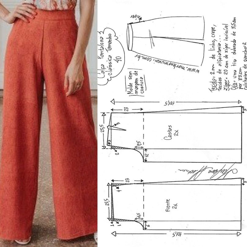 Выкройка брюк женских: пошаговая инструкция по пошиву брюк спортивных, на резинке, бананы, плаццо